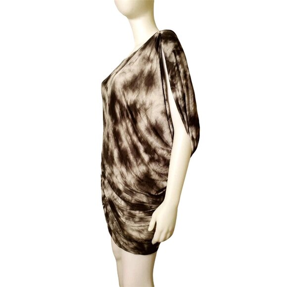 Med Young Fabulous Broke YFB Dress Mini Asymmetrical Y2K Tie-Dye Drape Luxury - Picture 3 of 10
